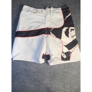 Fabletics Board Shorts Mens XL White Activewear Zip Side Pocket Drawstring Waist